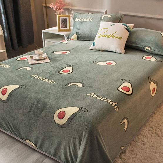 Coral Fleece Sheet Single Piece Plush Thick Blanket Warm Double Flannel Blanket Print Soft Multi-Size Coverlet