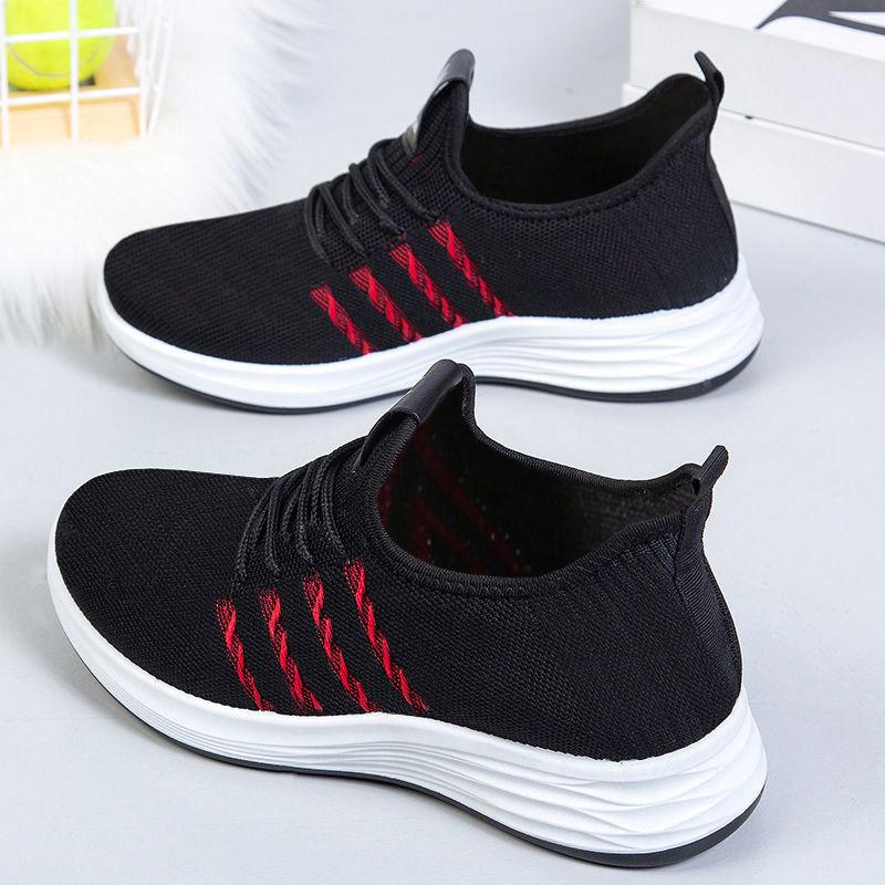 Spring and Autumn Breathable Casual Women's Shoes Comfortable Soft-soled Sports Shoes Middle-aged Flying Woven Summer Mesh Shoes