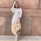 Fashion Summer Sexy Slash Neck Off-shoulder Slim Strap Dress Flared Sleeves Ruffled Chiffon Dress