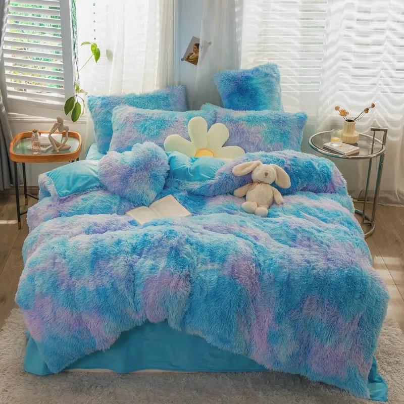 Thickened Water Velvet Four-piece Bed Sheet Is Taken Bedding Princess Wind Warm Coral Velvet
