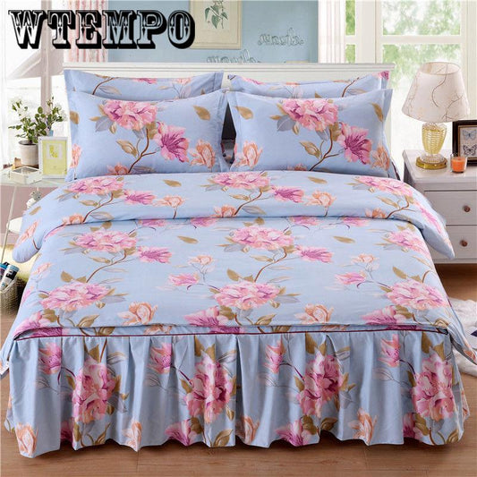 Bedding Cotton Four-piece Winter Soft Padded Bed Skirt Suit Bedroom Home Kit