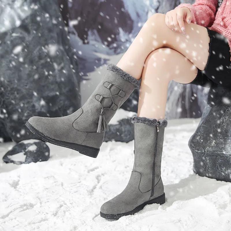 Winter Boots Children's Mid-length Boots Plus Velvet Padded Warm Mid-tube Cotton Boots Thick-soled Anti-skiing Boots