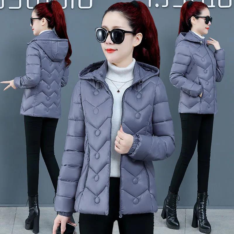 Women's Down Jacket Winter Fashion Hooded Lightweight Jacket Short Solid Color Plus Size Down Jacket