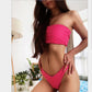WTEMPO Fashion Pink Polka Dot Bikini Bikini Sexy Separate Tube Top Swimsuit