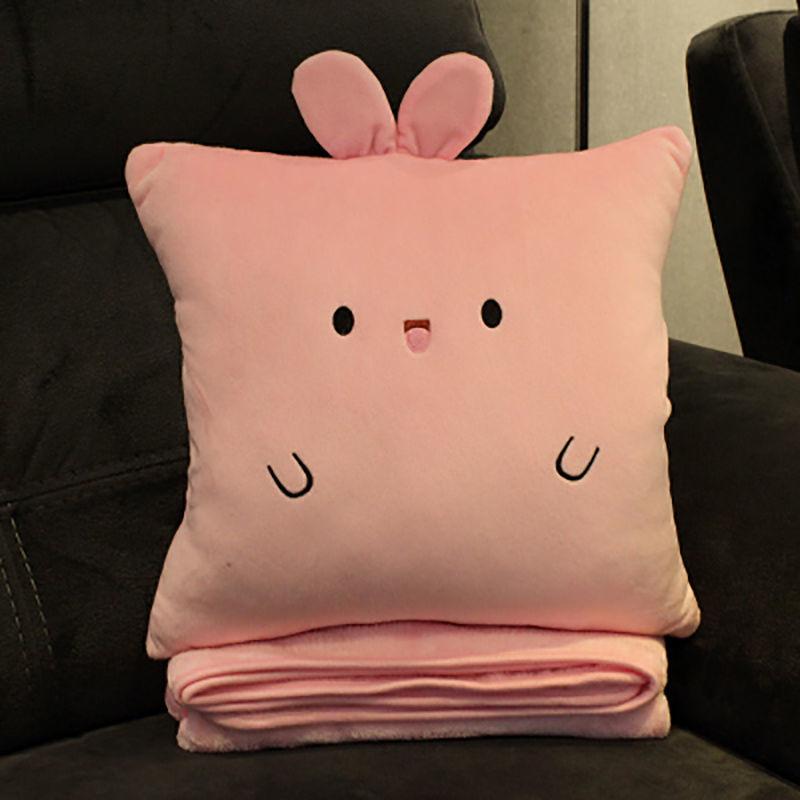 Cute Pillow Quilt Dual-use Nap Pillow Three-in-one Multi-function Coral Fleece Soft Breathable Blanket Car Decoration Pillow Portable Blanket