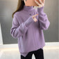 Women Black Turtleneck Thicken Warm Pullover Sweater Loose Office Short Bottoming Shirt