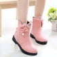 Girls' Boots Plus Velvet Mid-tube Boots Big Children's Leather Boots Cotton Boots Children's Martin Boots Lace Snow