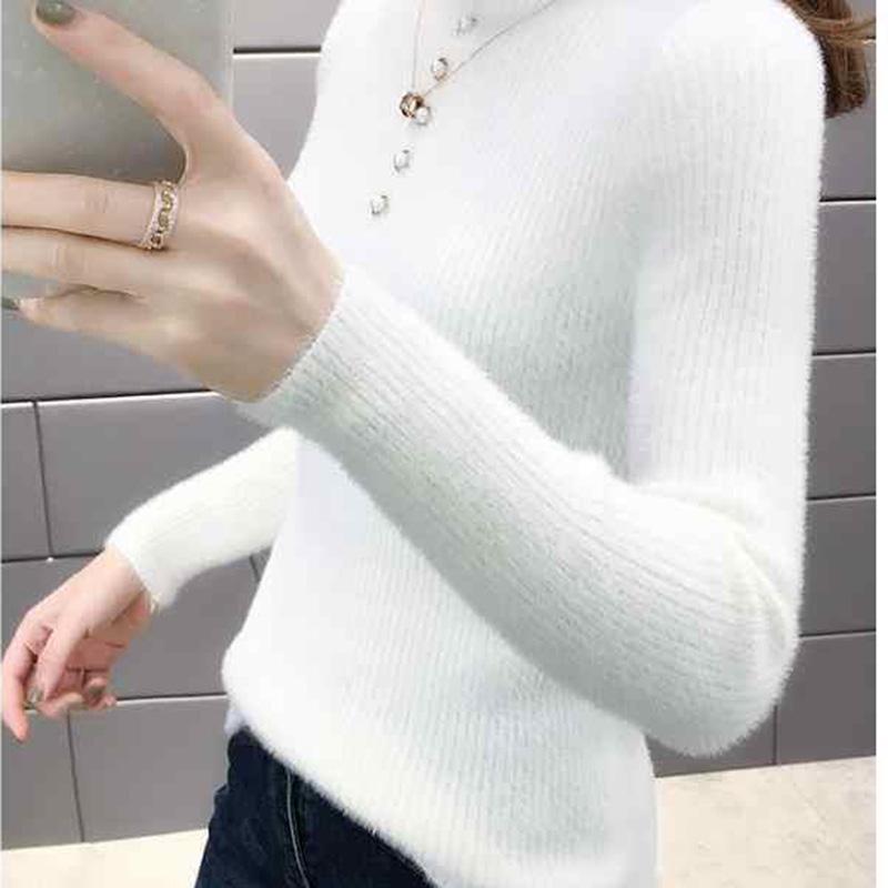 Autumn/winter High Neck Long Sleeve Bottoming Shirt Slim Short Knitted Sweater Women