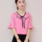 Short -sleeved Chiffon Shirt Female Summer Flared Sleeve Shirt Female