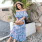 Off-the-shoulder One-word Neck Floral Chiffon Dress Female Mid-length Sexy Beach Dress Super Fairy Fairy Dress Plus Size Dress Waist Is Slim