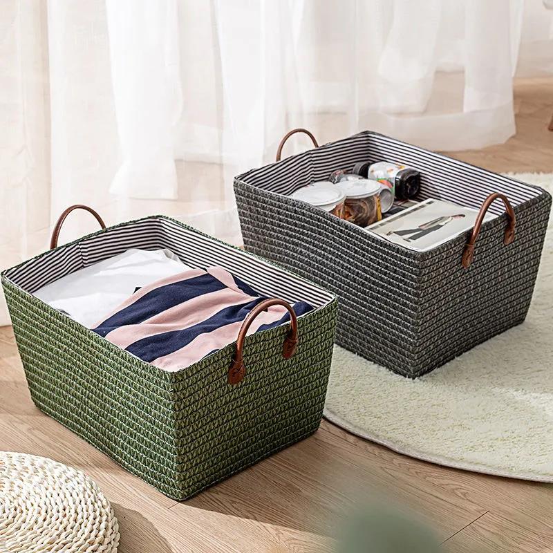 Household Woven Basket Large Size Dirty Clothes Storage Basket Toy Snack Storage Box