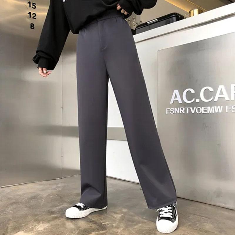 Women's Drape Black Straight-leg Pants Spring and Summer Suit Pants Korean Students Loose Wide-leg Pants Mopping Long Pants