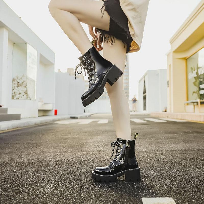 Martin Boots Female British Style Leather Comfortable Thin Style All-match Thin Spring and Autumn Single Boots