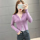Spring and Autumn Knitted Cardigan Sweater Short Hooded Slim Top Solid Color Zipper Female Jacket