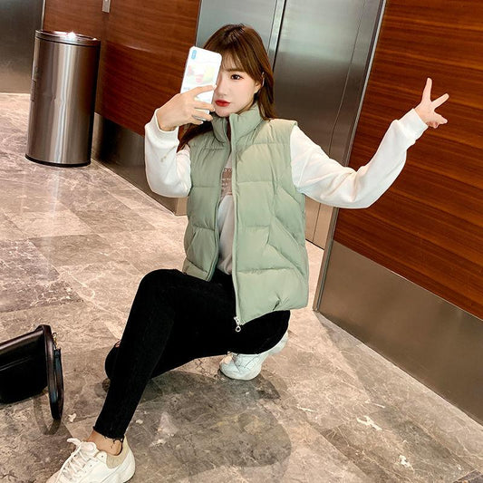 Women's Vest Down Cotton Jacket Loose Large Size Stand-up Collar Hoodless Waistcoat for Small People To Wear Winter Warm Jackets In Winter