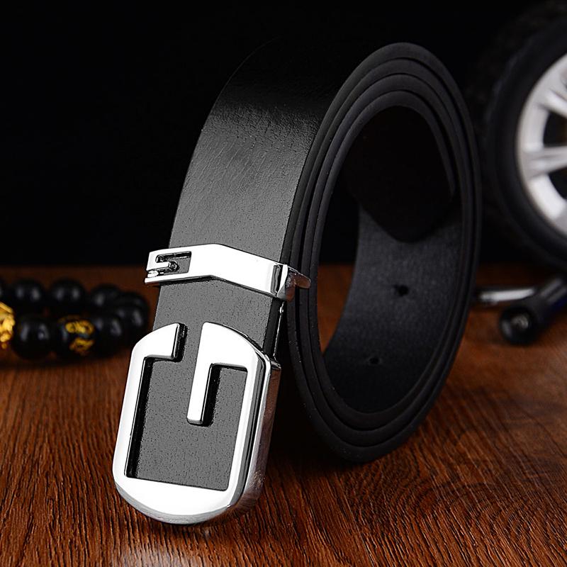 Fashion Automatic Buckle Black PU Leather Belt Men's Belts  Leather Belts for Men