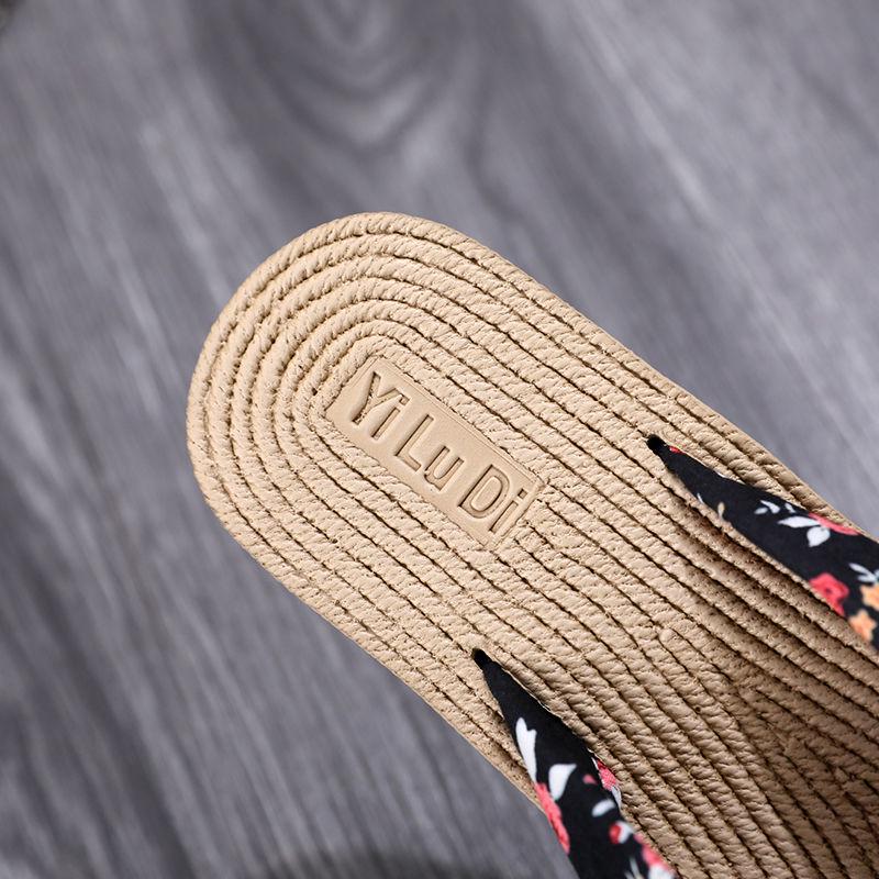 Women Shoes Summer Bohemia Floral Beach Sandals Wedge Platform Thongs Slippers Flip Flops for Women Platform Slippers