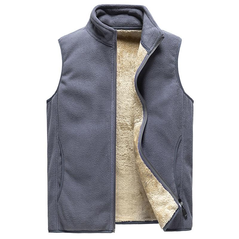 Autumn and Winter Plus Velvet Vest Men's Solid Color Waistcoat Jacket Men's Plus Size Lamb Velvet Vest