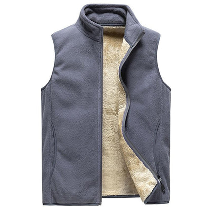 Autumn and Winter Plus Velvet Vest Men's Solid Color Waistcoat Jacket Men's Plus Size Lamb Velvet Vest