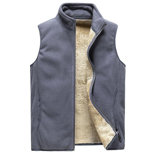 Autumn and Winter Plus Velvet Vest Men's Solid Color Waistcoat Jacket Men's Plus Size Lamb Velvet Vest