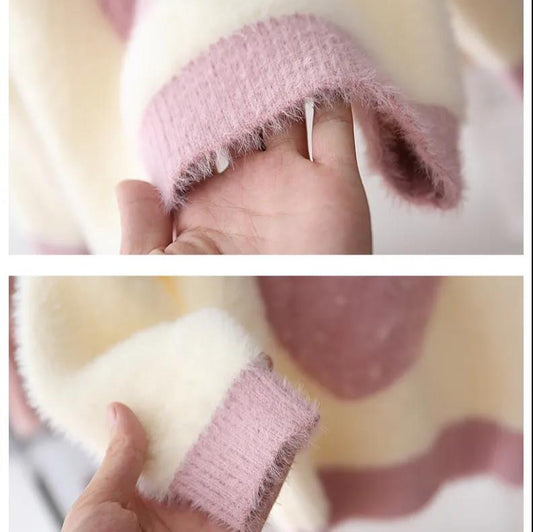 Girls Fall/winter Baby Bottoming Shirt Mink Fleece Sweater Pullover Trendy Children's Knit Sweater Clothes Boys Long Sleeves