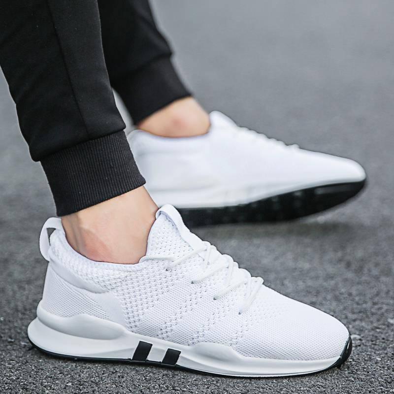Men Casual Shoes Light Breathable Mesh Shoes Men Sneakers Lace Up Gray White Black Red Male Shoes