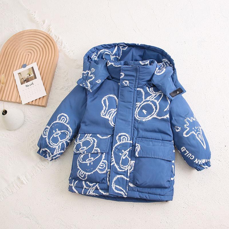 Winter White Duck Down Girls Disposable Down Jacket Thicken Plus Fleece Hooded Warm Cotton Jacket