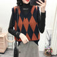 Diamond Check V-Neck Knitted Vest Women's Sweater Autumn and Winter Korean Loose Wild Sweater Vest Sleeveless Sweater