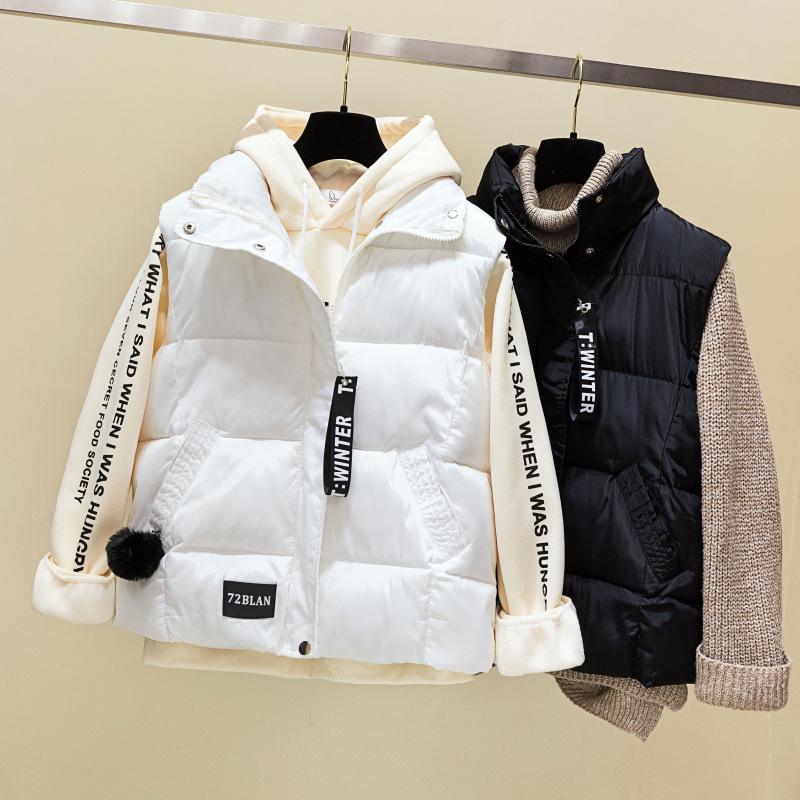 Women's Loose and Thick Short Waistcoat Warm Vest Down Coat Coat Cotton Vest