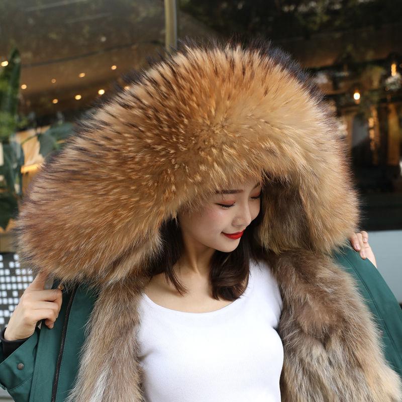 Winter Fashion Trend Raccoon Fur Liner Pie To Overcome Female Detachable Mid-length Coat Fur Coat