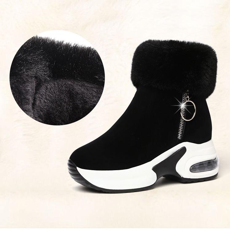 Women's Winter Plush Thick Bottom Short Boots Large Size Rabbit Hair Snow Boots Female Winter Warm Cotton Boots