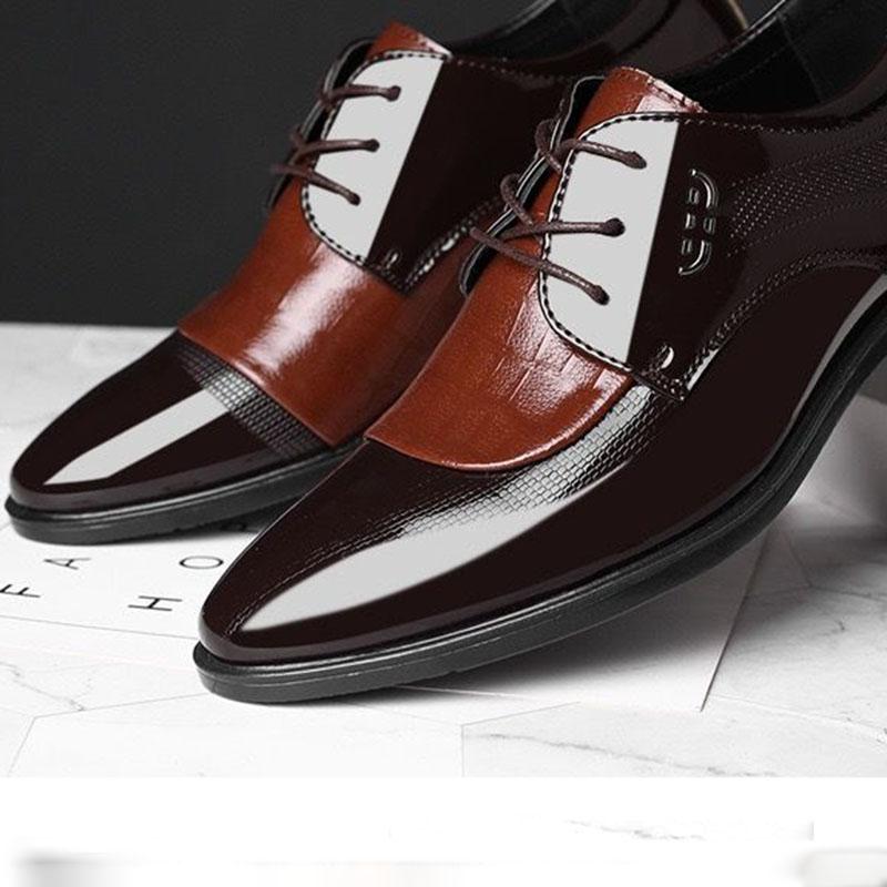 Oxford Business Men Shoes Patent Leather Lace Up Shoes Business Dress Soft Sole Breathable Spring Wedding  Shoes