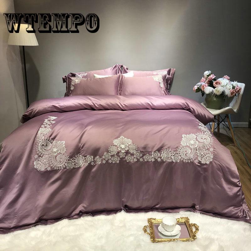 European Ice Silk Cotton Bed Four-piece Cotton Quilt Cover Summer