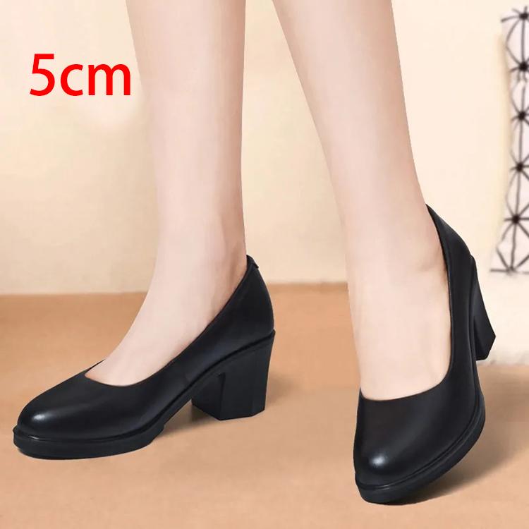 Shoes for Women PU Leather Black Shoes Square Heels Pumps Office Ladies Shoes Fashion Design Sexy
