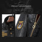 Retro plus velvet military uniform men's leather bomber leather jacket Slim stand-up collar PU casual plus size motorcycle suit