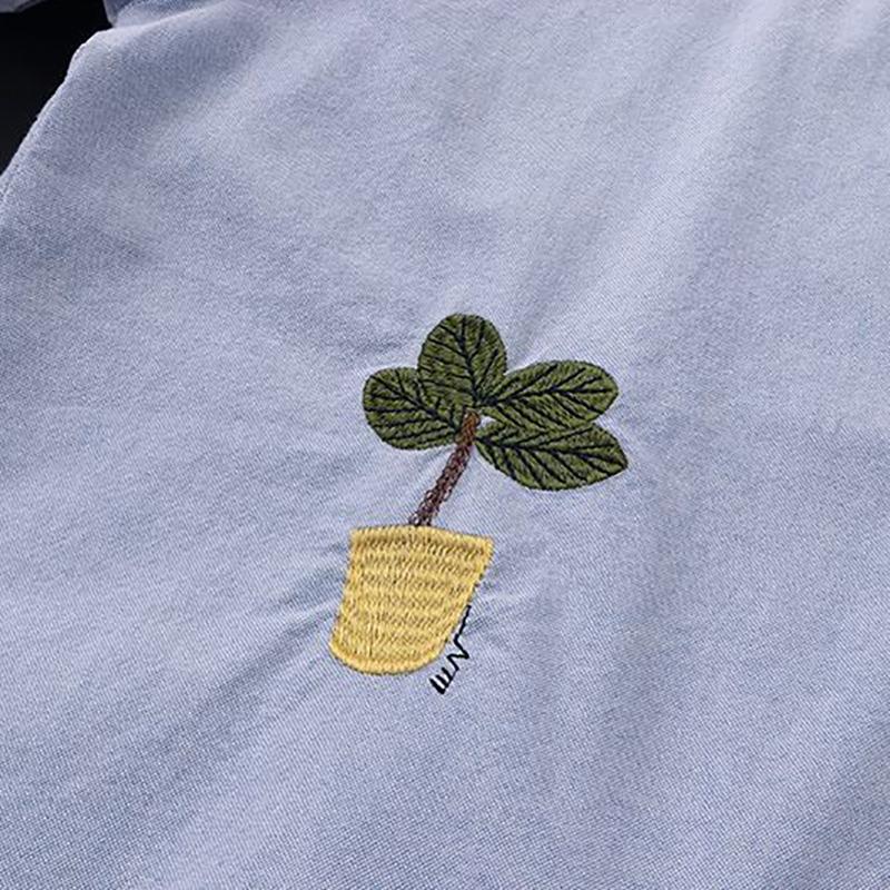 Autumn Cotton Shirt Women Loose Mid-length Tops Literary Women's Embroidered Shirts Anti-thin Women's Jackets