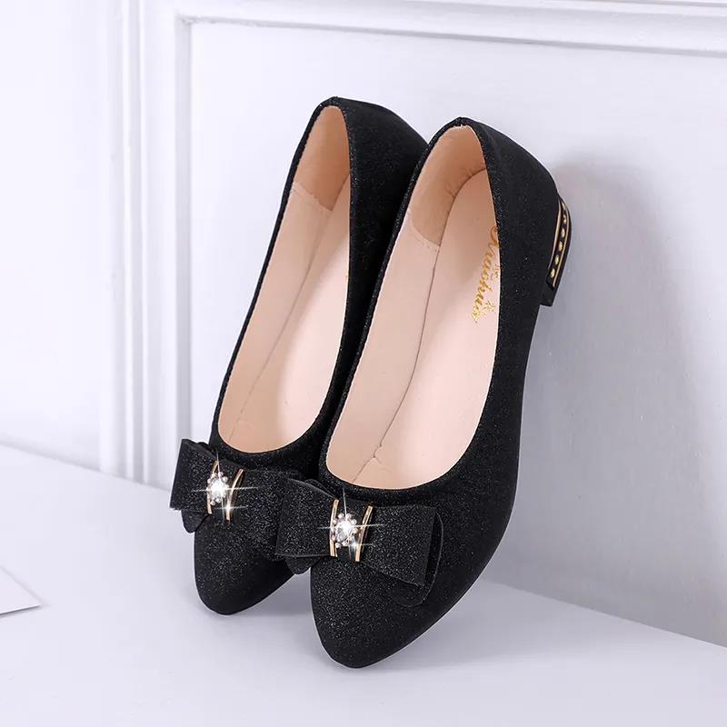 Spring and Summer Pumps Women's Pointed Toe Low-heeled Shoes Korean Style Thick-heeled Work Shoes