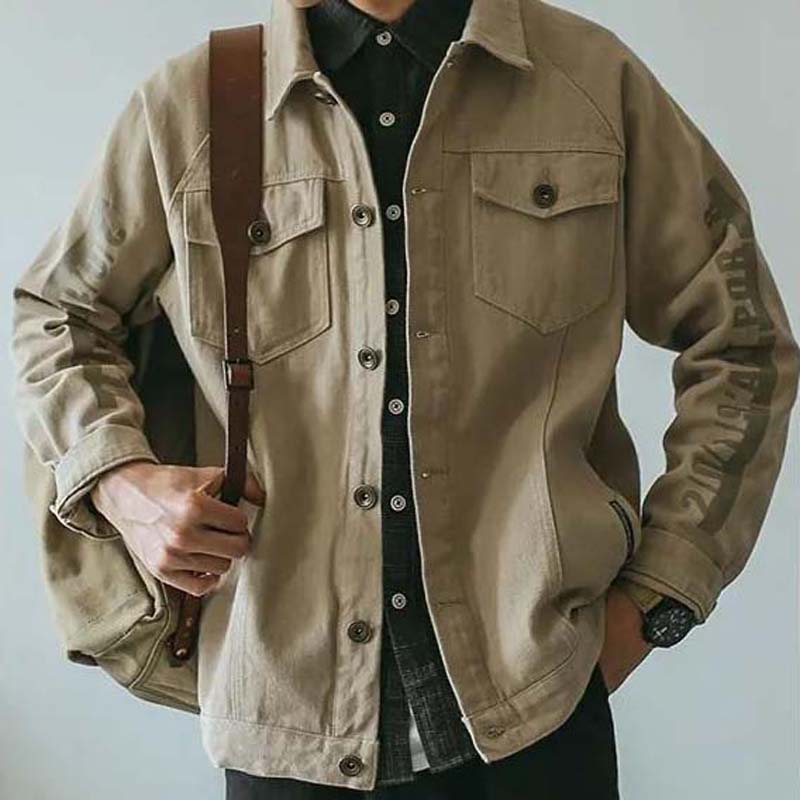 New Retro Spring and Autumn Top Men's Jacket Print Loose Casual Jacket Students