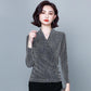 Women's Spring and Autumn T-shirt Plus Size Slim V-neck Long-sleeved Top
