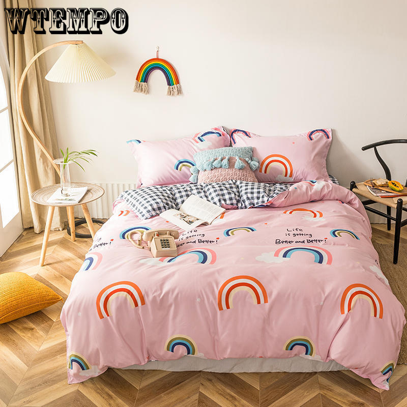 Printed Solid Bedding Sets Home Bedding Set 4-7pcs High Quality Lovely Pattern Four Seasons