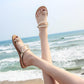 Sandals Female Students Flat Pearl Slippers Outside Wear All-match Vacation Beach Sandals and Slippers