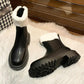 Snow Boots Women's Sheep Martin Boots Winter Plus Velvet Warm Thick-soled Boots Increased Round Toe British Short Boots