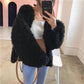 Harajuku Coat Women Long Sleeve Crew Neck Imitation Lambskin Jacket Casual Loose pink Outwear