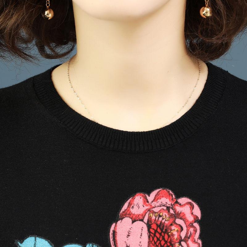 Ethnic Style Knit Sweater High-end Loose Printed Cashmere Sweater Bottoming Wool Sweater Short O-neck Knit Jumper