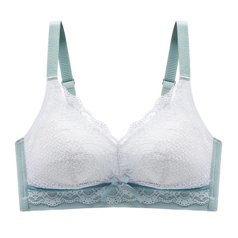 Women Latex No Steel Ring Thin Section Gathering Large Size Sexy Lace Adjustable Side Breast Breathable Adjustable Lace Trim Decorative Bra