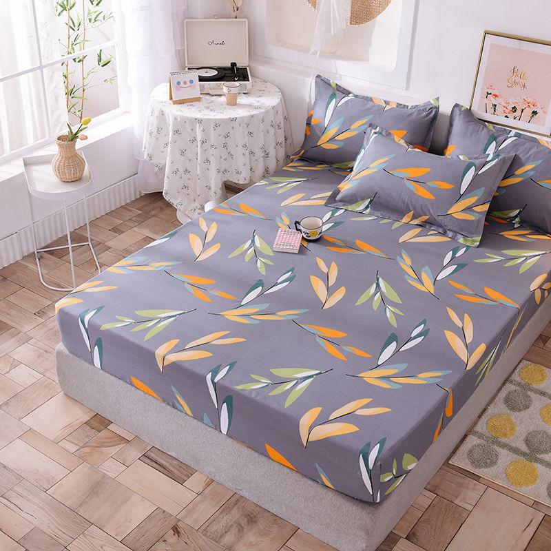 Thick Three-piece Cotton Bed Sheet Pillowcase Non-slip Protective Cover Cotton Bedspread Mattress Cover