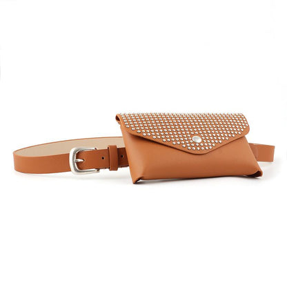 Womens Belt with bag black Thin PU Leather Buckle Waist Belt Adjustable Easy to travel