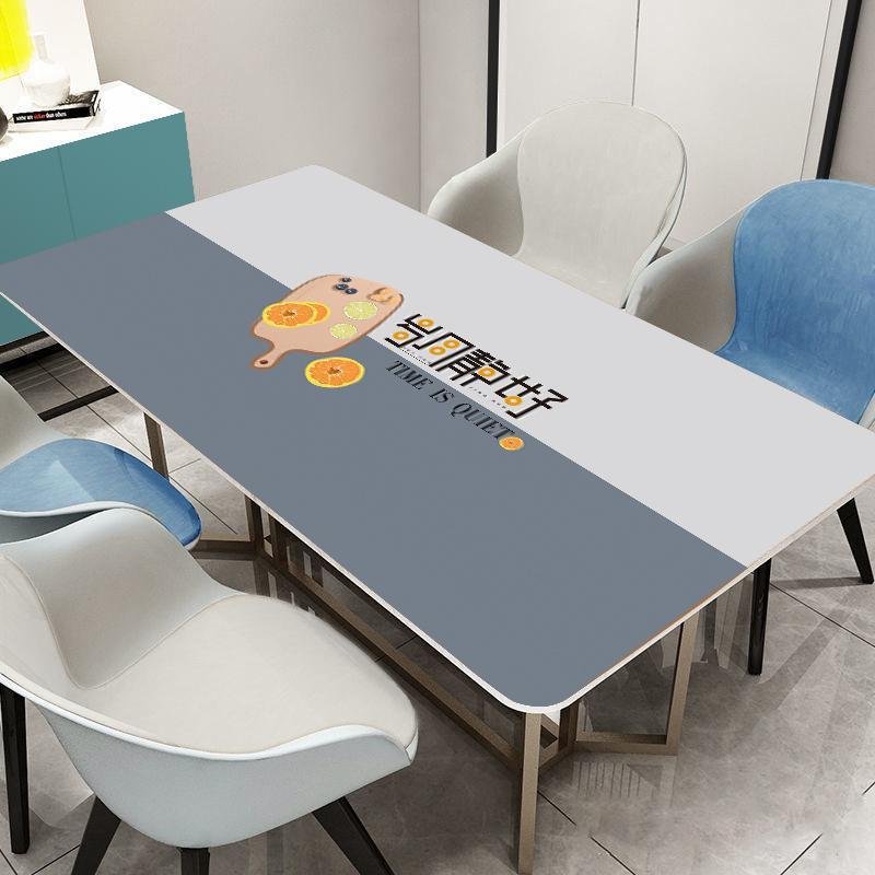 Tablecloth Soft Glass PVC Printed Tablecloth Waterproof and Anti-scald and Oil-proof Plastic Table Mat Coffee Table Crystal Plate Desktop High-end