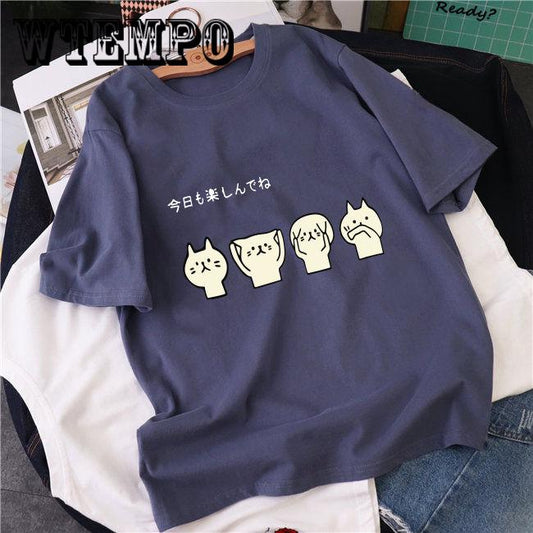 Harajuku Short Sleeve T-shirt Women Hip-hop Tees Womens Print T-shirts Trendy Girls Chic Fashion Top