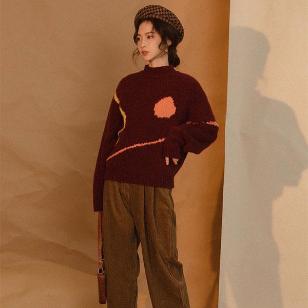 Autumn and Winter Independent Design Fun Egg Yolk Sweater, Casual Sweater Women